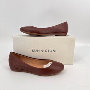 Sun + Stone Eliana Slip-On Flats Size 8.5M Brown Round Toe Cushioned Memory Foam